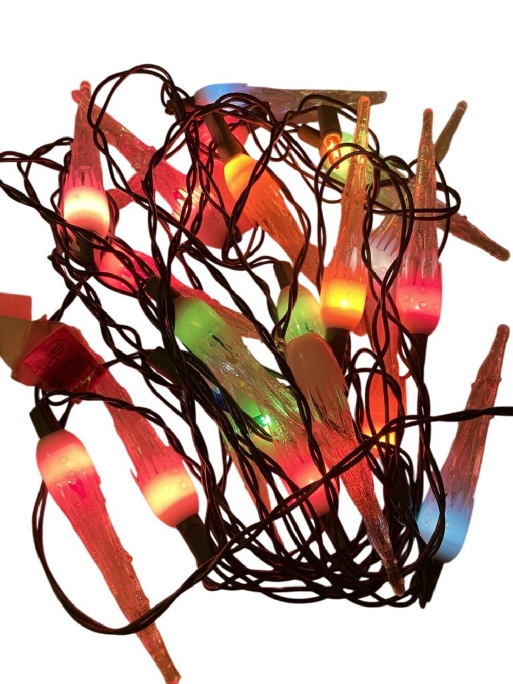 Midget Icicle Lights 20 Multicolor Indoor Outdoor String Christmas Lights